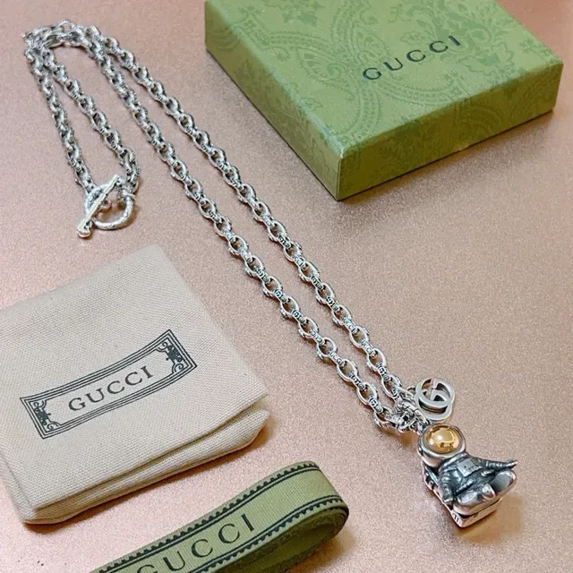 Gucci Astronaut Charm Silver Chain Necklace 3