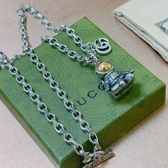 Gucci Astronaut Charm Silver Chain Necklace 4