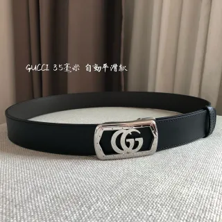 Gucci Automatic Sliding Buckle Black Leather Belt