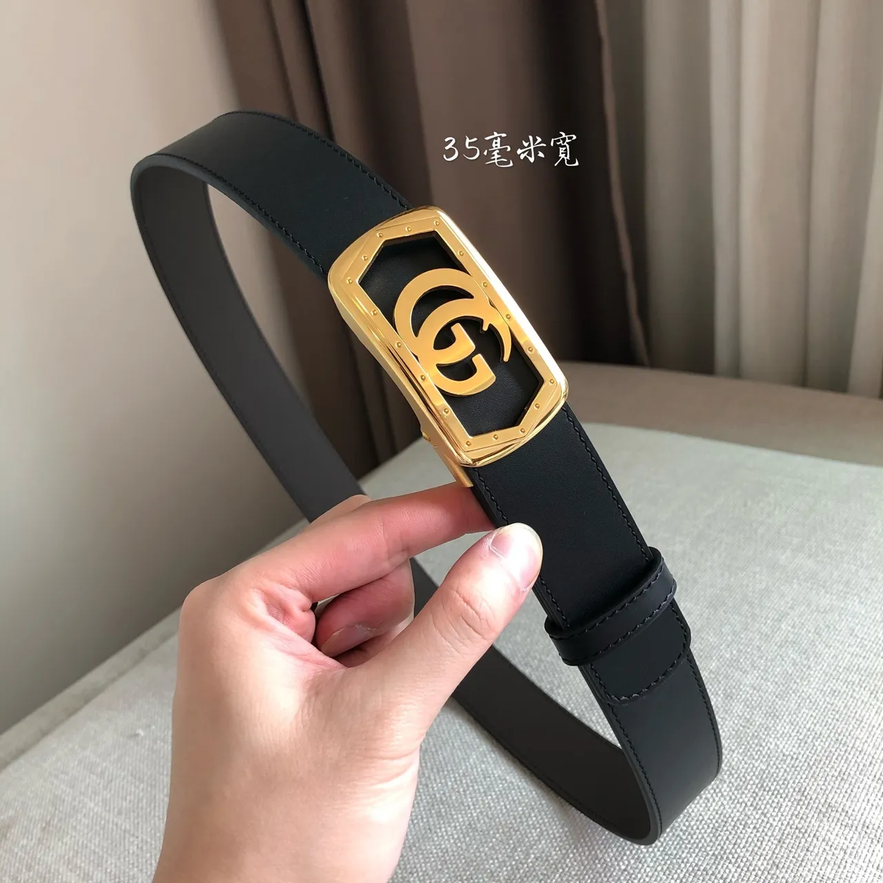 Gucci Automatic Sliding Buckle Black Leather Belt 6