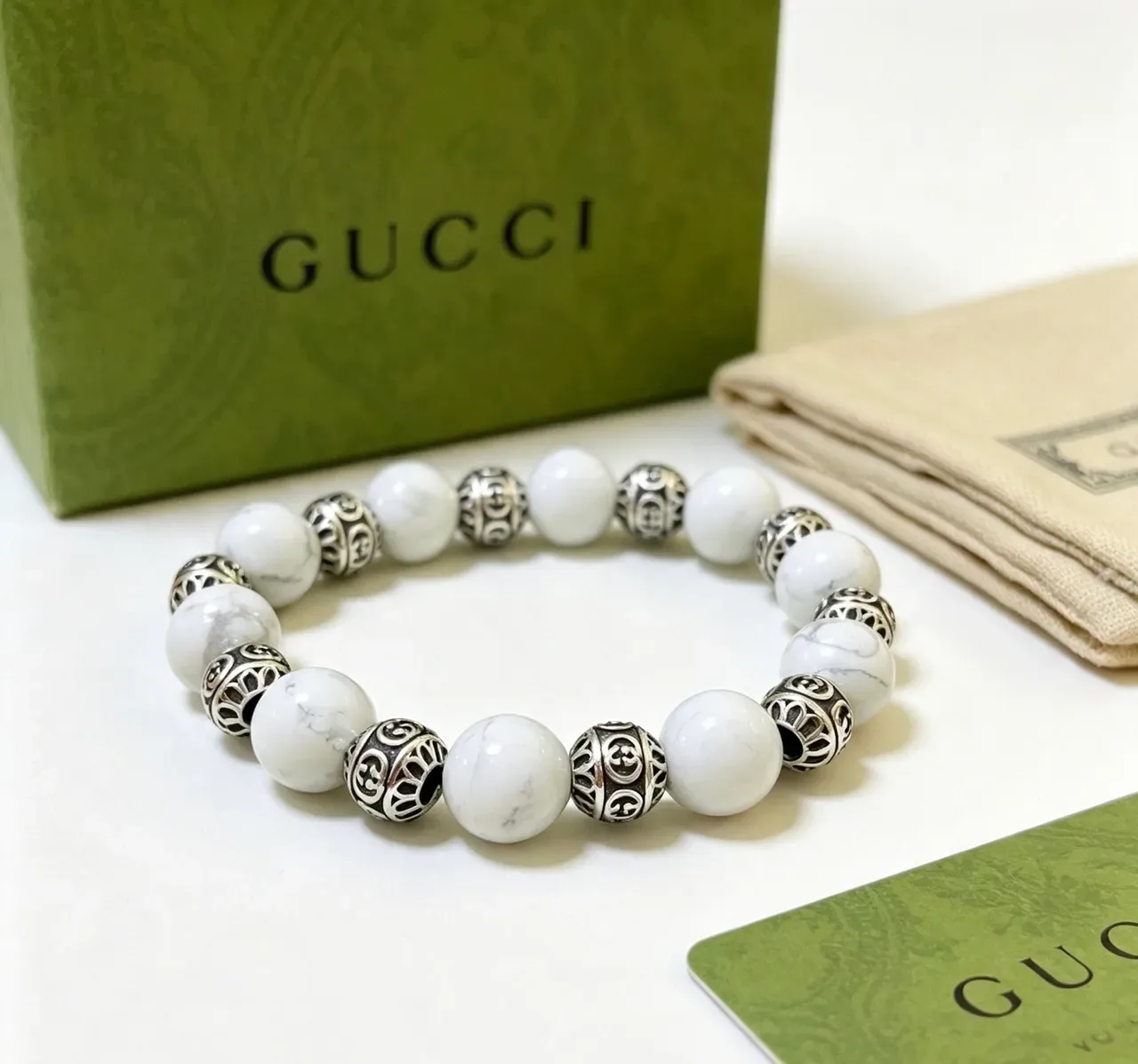 Gucci Beaded Marble and Interlocking G Bracelet 2