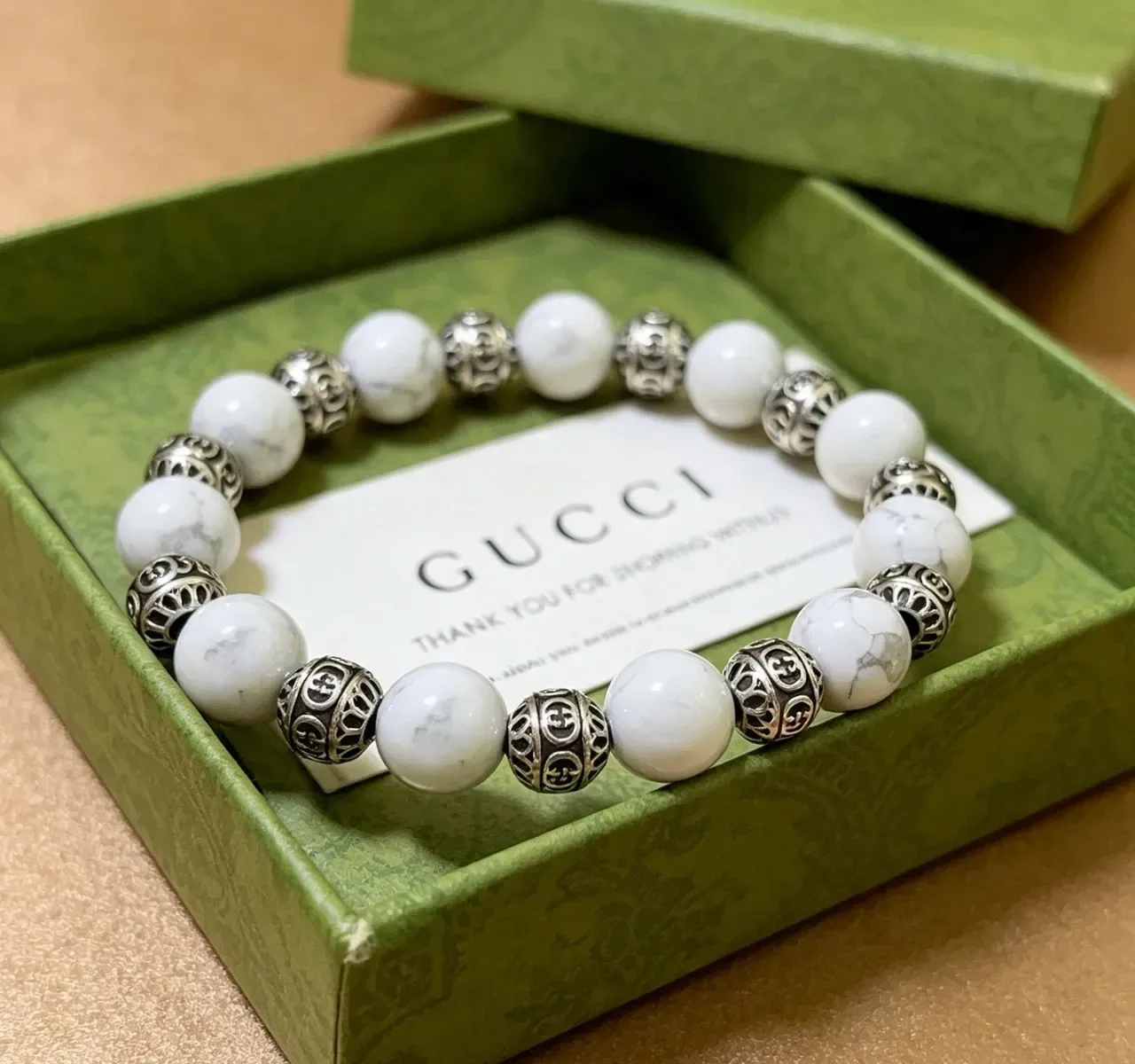 Gucci Beaded Marble and Interlocking G Bracelet 3