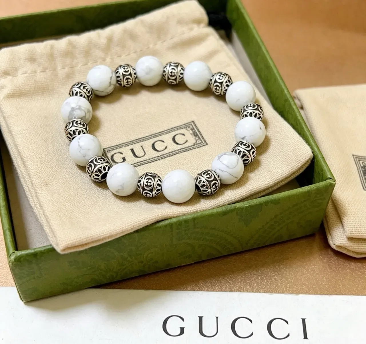 Gucci Beaded Marble and Interlocking G Bracelet 5