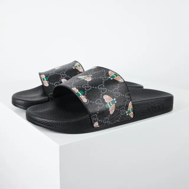 Gucci Bee Print GG Monogram Slide Slippers 2