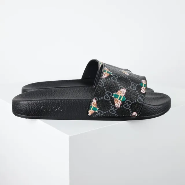 Gucci Bee Print GG Monogram Slide Slippers 3