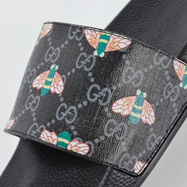 Gucci Bee Print GG Monogram Slide Slippers 6