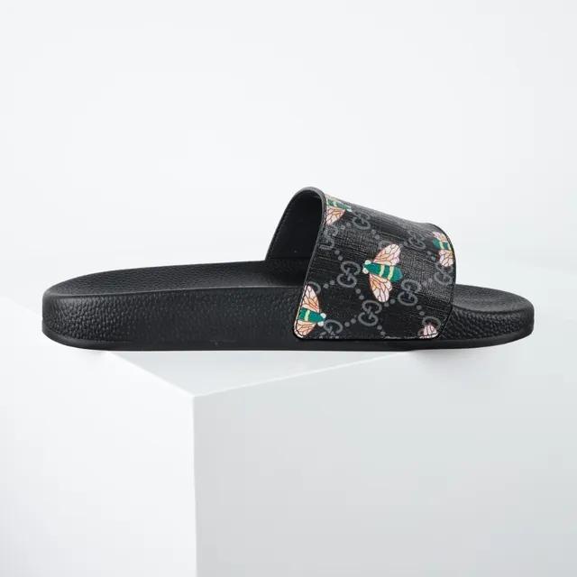 Gucci Bee Print GG Monogram Slide Slippers 7