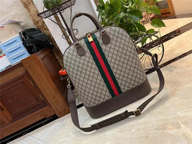Gucci بيج بني GG Monogram Canvas Web Stripe Accent Boston Bag 8