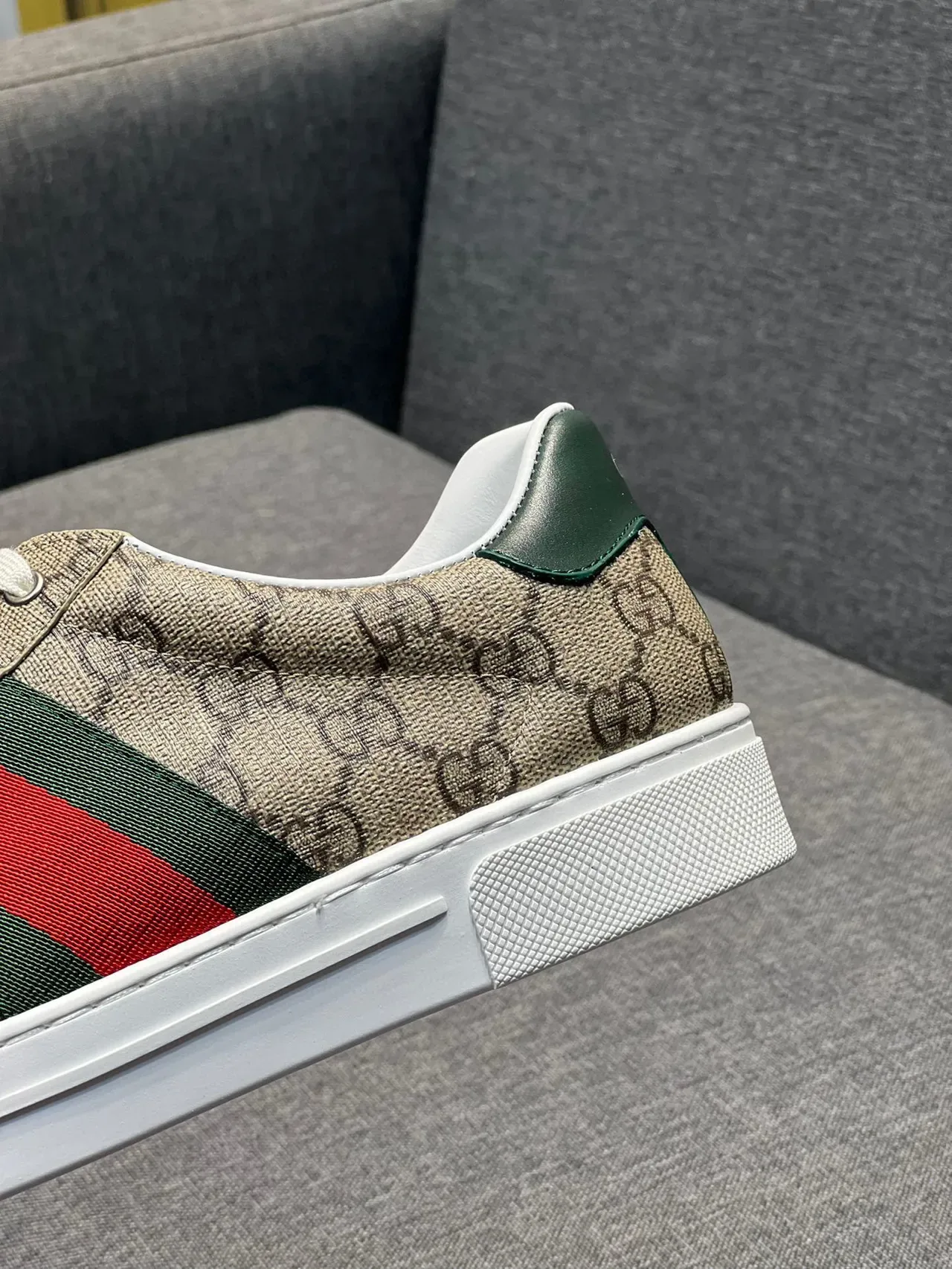 Gucci Beige Green Monogram Canvas Web Stripe Lifestyle Sneakers 8