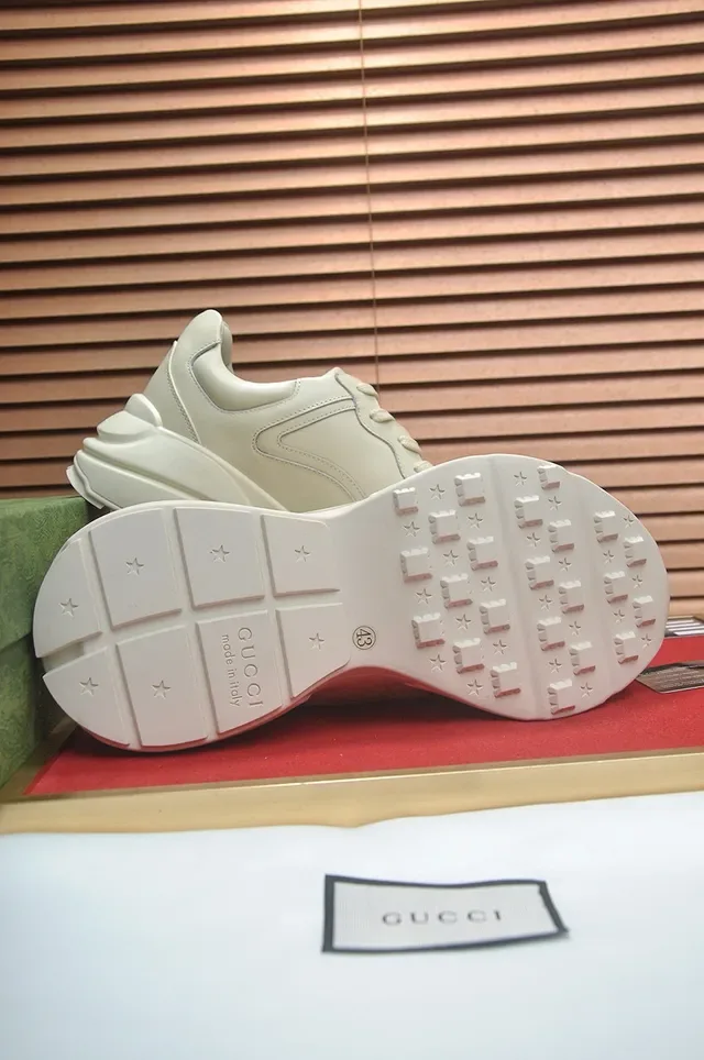 Gucci Beige Red Chunky Sole Side Logo Print Lifestyle Sneakers 2