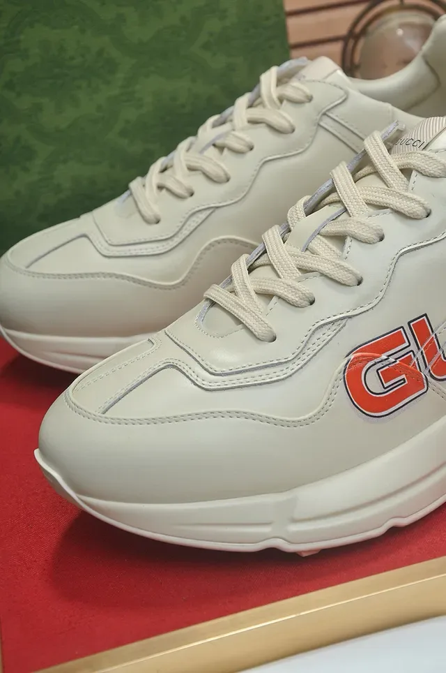 Gucci Beige Red Chunky Sole Side Logo Print Lifestyle Sneakers 3