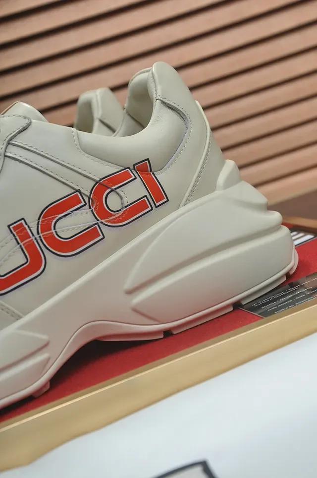 Gucci Beige Red Chunky Sole Side Logo Print Lifestyle Sneakers 4