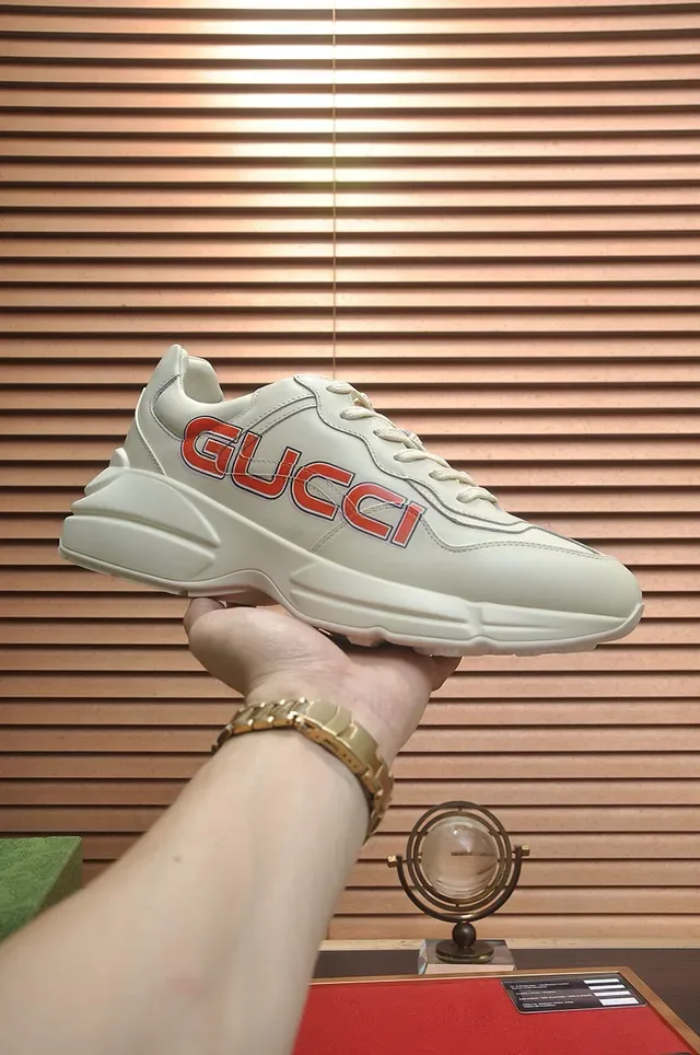 Gucci Beige Red Chunky Sole Side Logo Print Lifestyle Sneakers 5