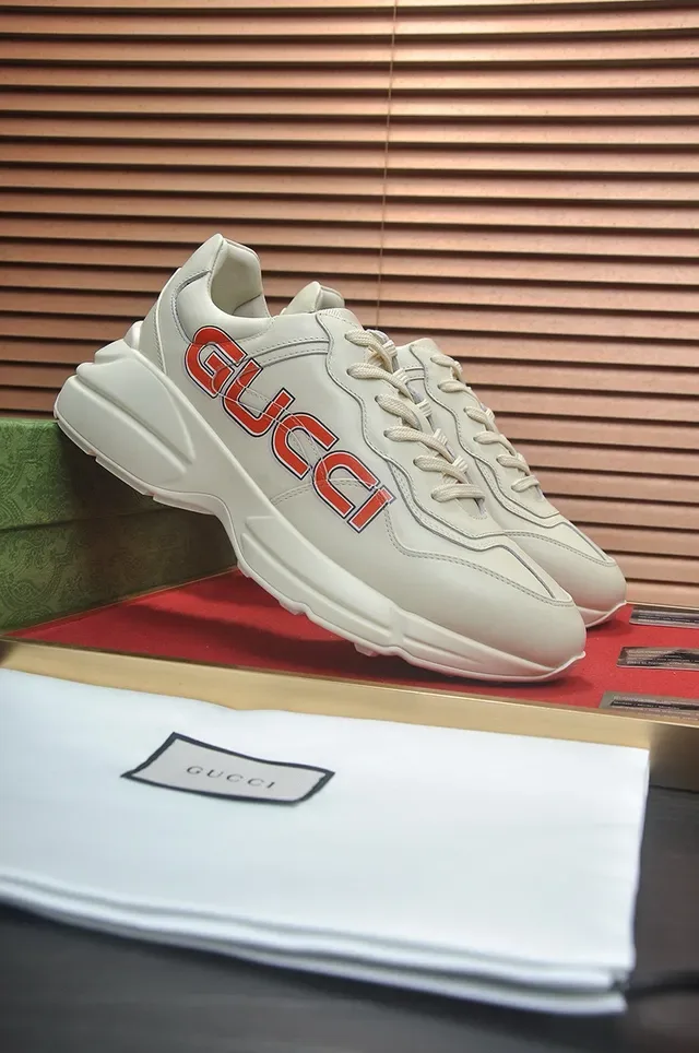 Gucci Beige Red Chunky Sole Side Logo Print Lifestyle Sneakers 7