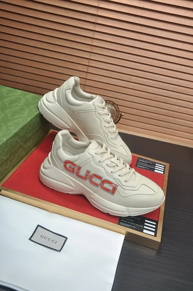 Gucci Beige Red Chunky Sole Side Logo Print Lifestyle Sneakers 8