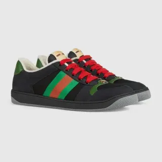 Gucci Black Multicolor Suede Upper Web Stripe Detail Lifestyle Sneakers