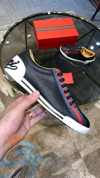 Gucci Black Red Perforated Mesh Upper Quilted GG Motif Lifestyle Sneakers 5