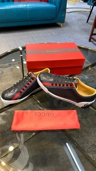 Gucci Black Red Perforated Mesh Upper Quilted GG Motif Lifestyle Sneakers 9
