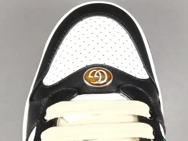Gucci Black White Perforated Leather Web Stripe Detail Lifestyle Sneakers 3