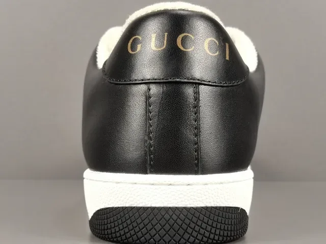 Gucci Black White Perforated Leather Web Stripe Detail Lifestyle Sneakers 6