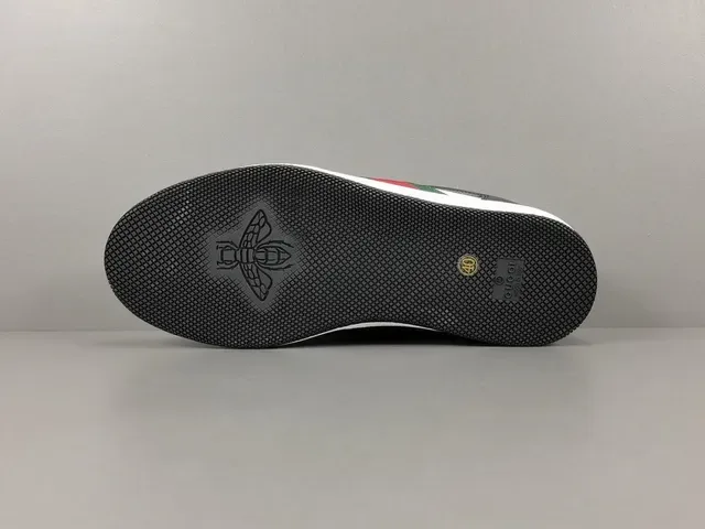 Gucci Black White Perforated Leather Web Stripe Detail Lifestyle Sneakers 12