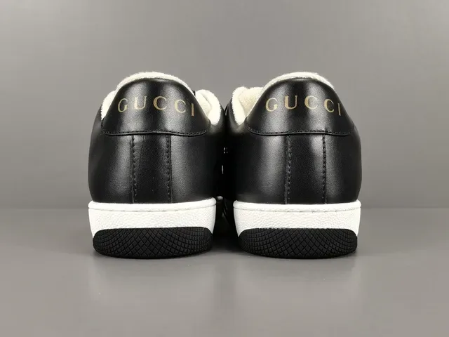 Gucci Black White Perforated Leather Web Stripe Detail Lifestyle Sneakers 18