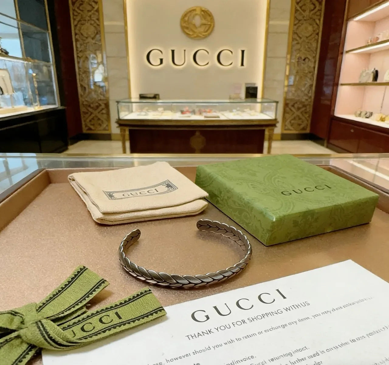 Gucci Braided Leaf-Tipped Antique Silver Cuff Bracelet 5