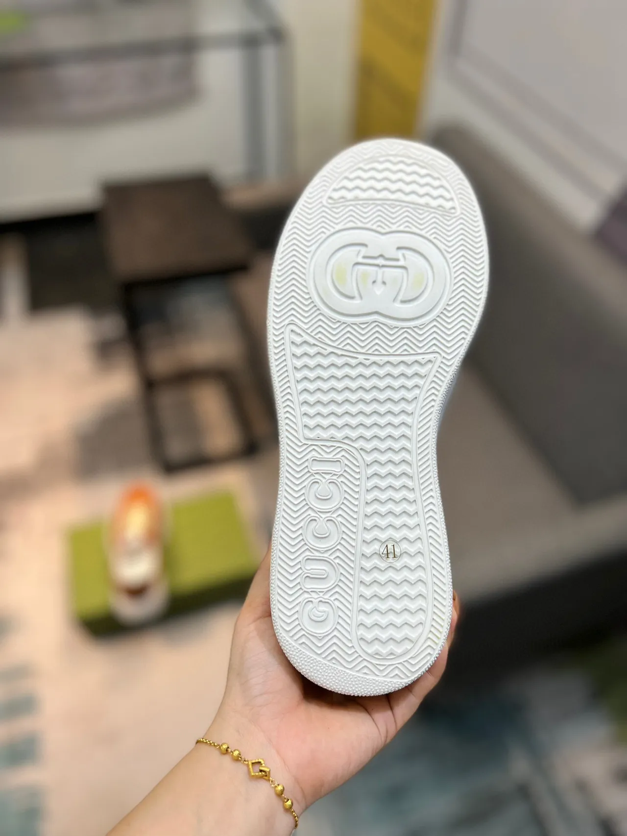 Gucci Brown White Embossed Interlocking G Logo Perforated Leather Panels Lifestyle Sneakers 9