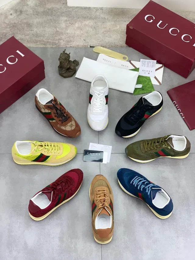 Gucci Burgundy Green Suede And Nylon Upper Web Stripe Detail Lifestyle Sneakers 2