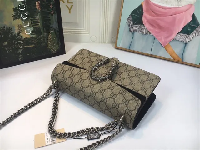 Gucci Dionysus بيج وأحمر GG Monogram قماش جلد غطاء تزيين حقيبة 6