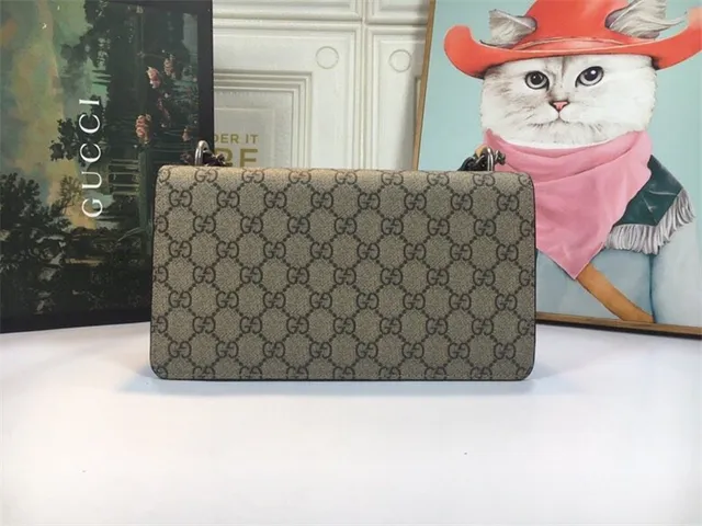 Gucci Dionysus بيج وأحمر GG Monogram قماش جلد غطاء تزيين حقيبة 7