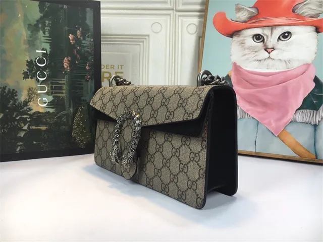 Gucci Dionysus بيج وأحمر GG Monogram قماش جلد غطاء تزيين حقيبة 8