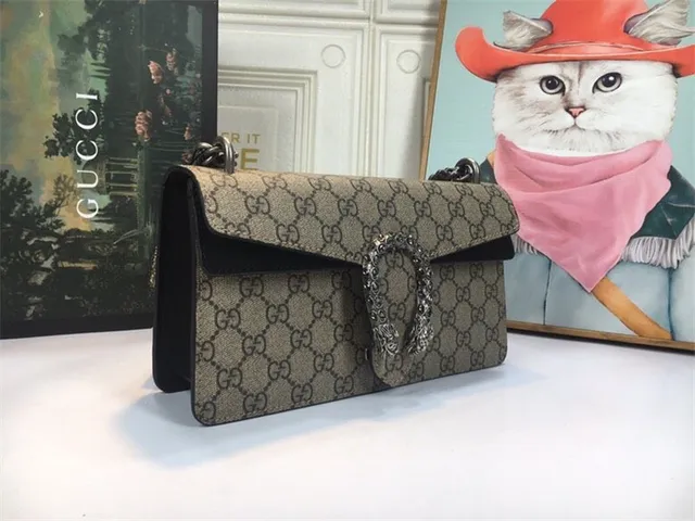 Gucci Dionysus بيج وأحمر GG Monogram قماش جلد غطاء تزيين حقيبة 9
