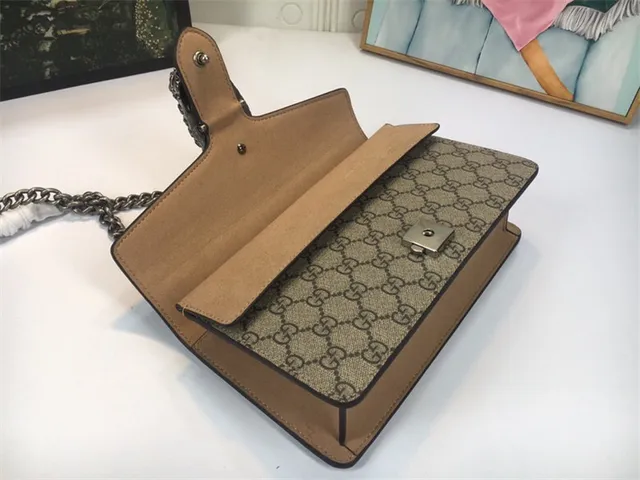 Gucci Dionysus بيج وأحمر GG Monogram قماش جلد غطاء تزيين حقيبة 12
