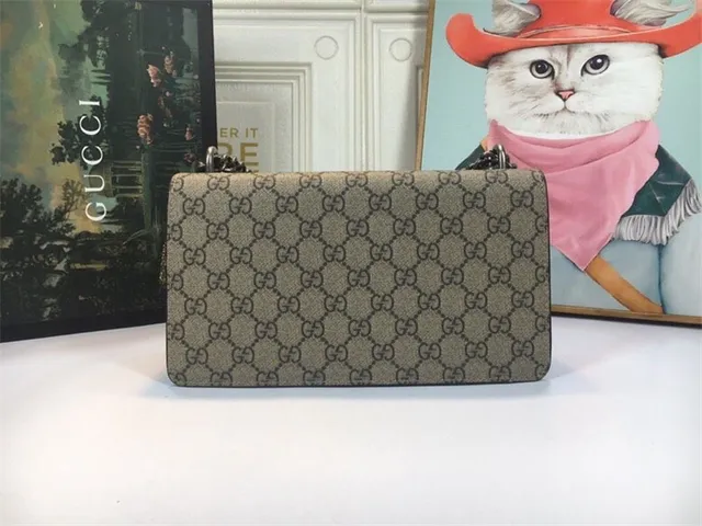 Gucci Dionysus بيج وأحمر GG Monogram قماش جلد غطاء تزيين حقيبة 16