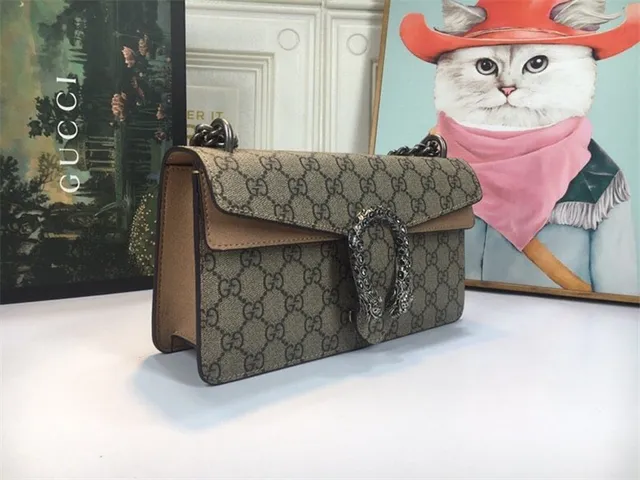 Gucci Dionysus بيج وأحمر GG Monogram قماش جلد غطاء تزيين حقيبة 18
