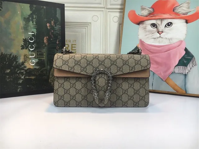 Gucci Dionysus بيج وأحمر GG Monogram قماش جلد غطاء تزيين حقيبة 19