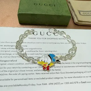 Gucci Disney x Silver Multicolor Chain-Link Enamel Charm Bracelet