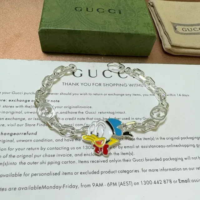 Gucci Disney x Silver Multicolor Chain-Link Enamel Charm Bracelet 1