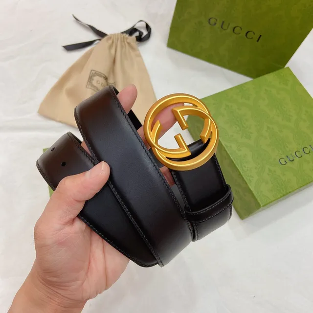 Gucci Double G Belt Cuir Noir Boucle Or Mat Cuir 2