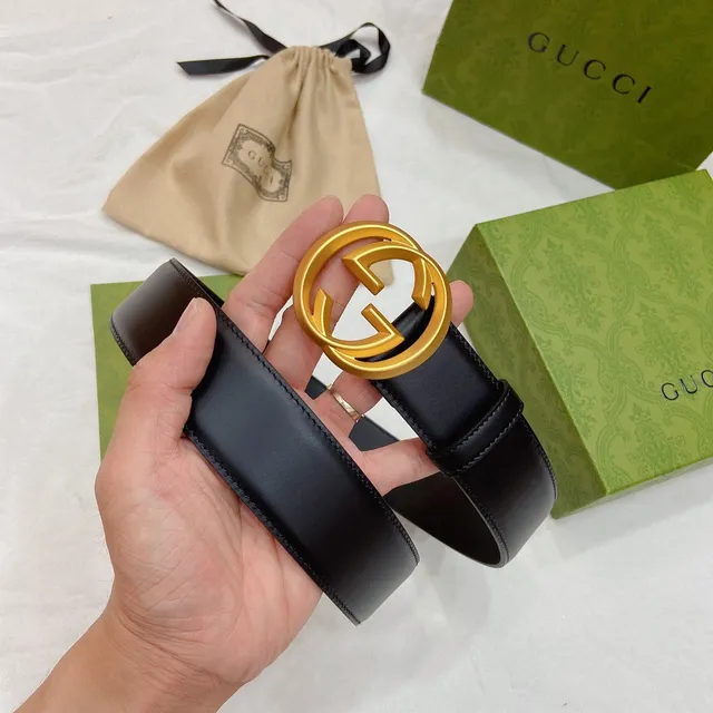 Gucci Double G Belt Cuir Noir Boucle Or Mat Cuir 5
