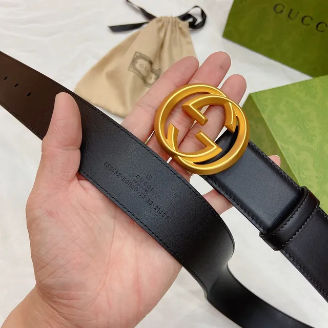 Gucci Double G Belt Cuir Noir Boucle Or Mat Cuir 6