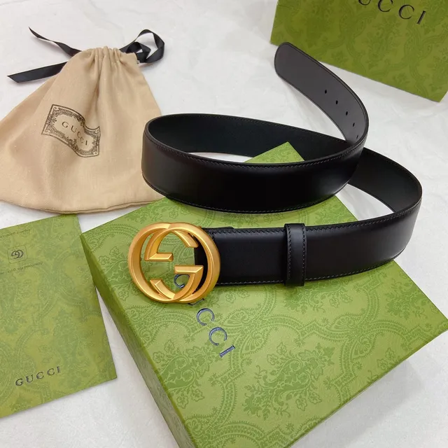 Gucci Double G Belt Cuir Noir Boucle Or Mat Cuir 7