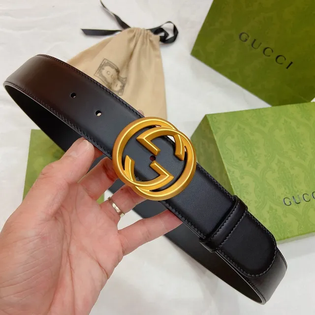Gucci Double G Belt Cuir Noir Boucle Or Mat Cuir 8