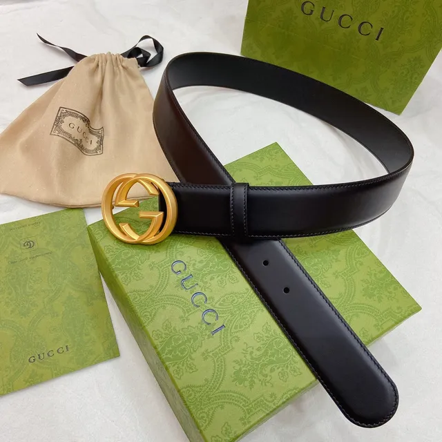 Gucci Double G Belt Cuir Noir Boucle Or Mat Cuir 9