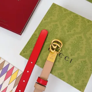 Gucci Double G Belt Red and Beige Leather Belt