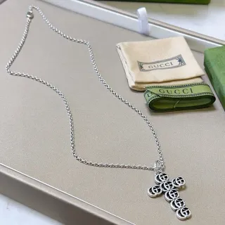 Gucci Double G Cross Silver Necklace