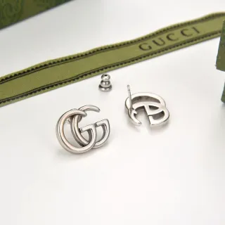 Gucci Double G Interlocking Logo Silver-Tone Stud Earrings