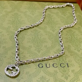 Gucci Double G Pendant Necklace Silver-Toned Chain Necklace
