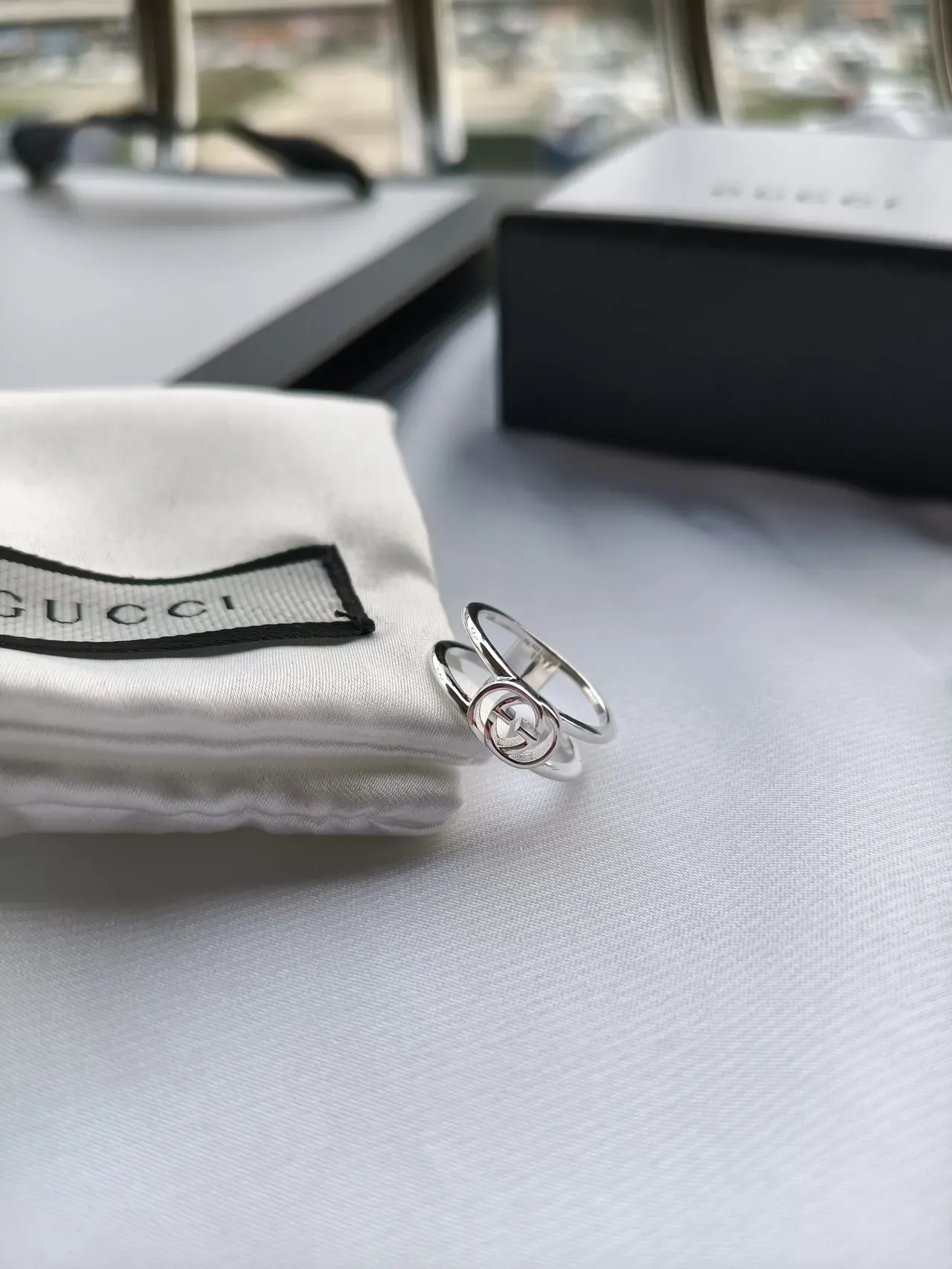 Gucci Double G Ring Silver White Polished Ring 5